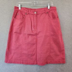 Woolrich Skirt Womens 10 A-Line Wild Cherry Pink Red Modest Academia 100% Cotton